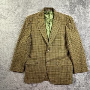 Cricketeer Mens Vintage 50s 60s Glen Plaid Wool Blazer Sport Coat Olive Mustard